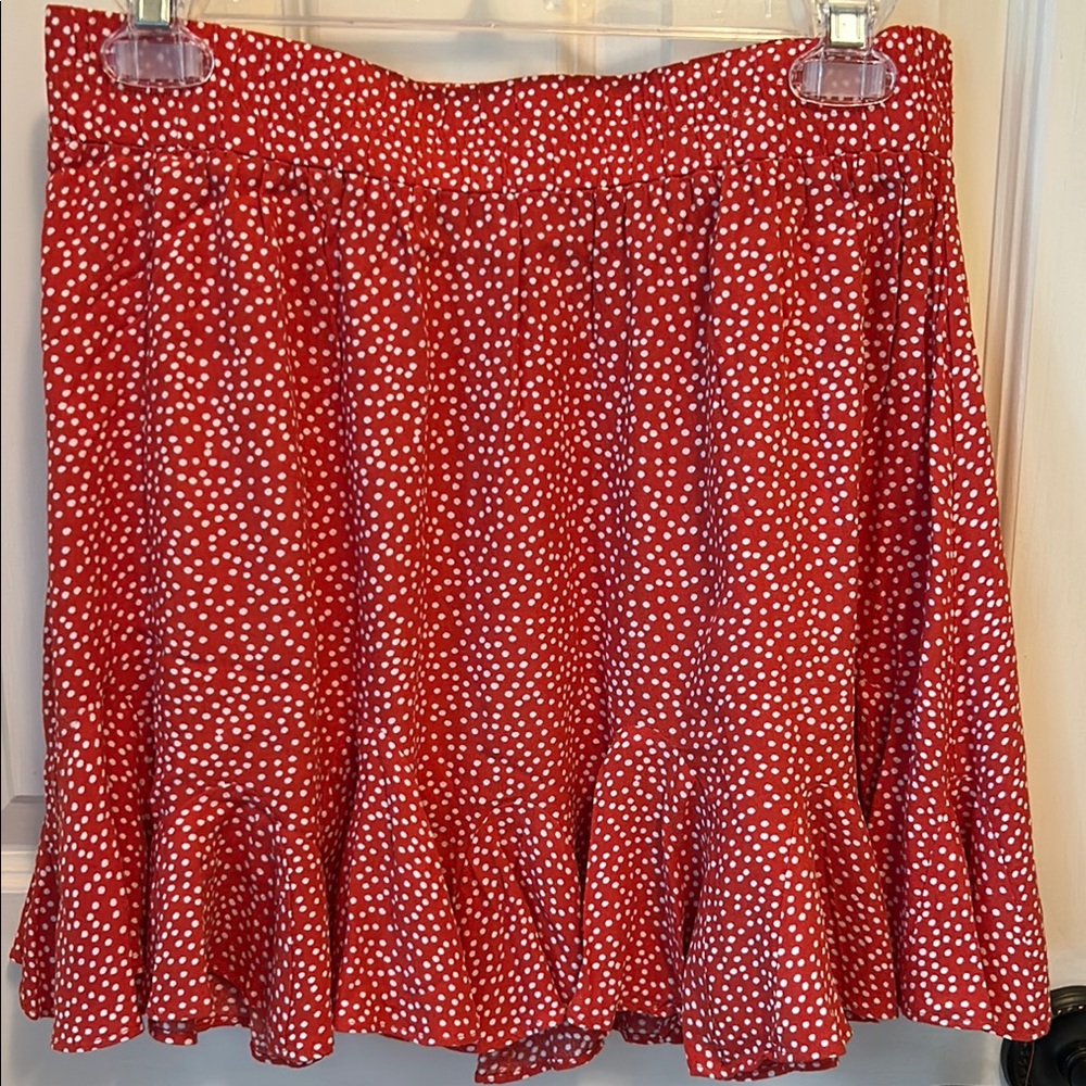 LOFT Red Ruffled Mini Skirt Resort Wear Size MP